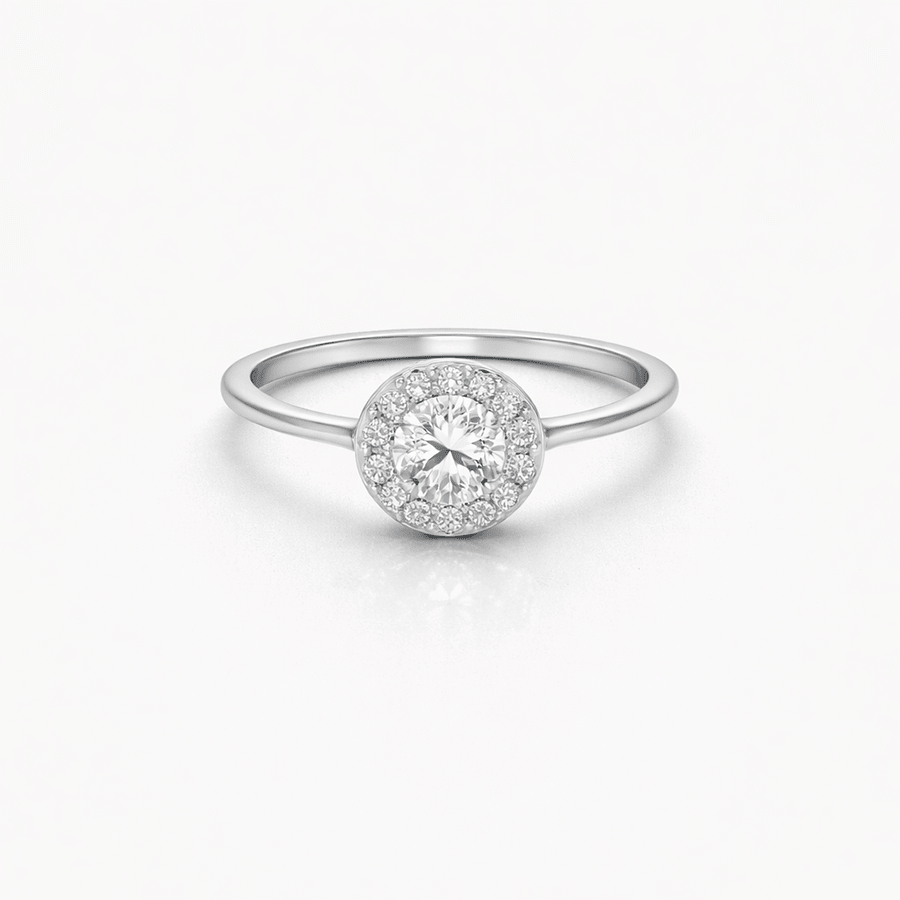 Bague solitaire halo zircon rond femme argent 925 SPARKLE KISS, BABY – bijoux fait main en argent 925 | Pitch & Néo