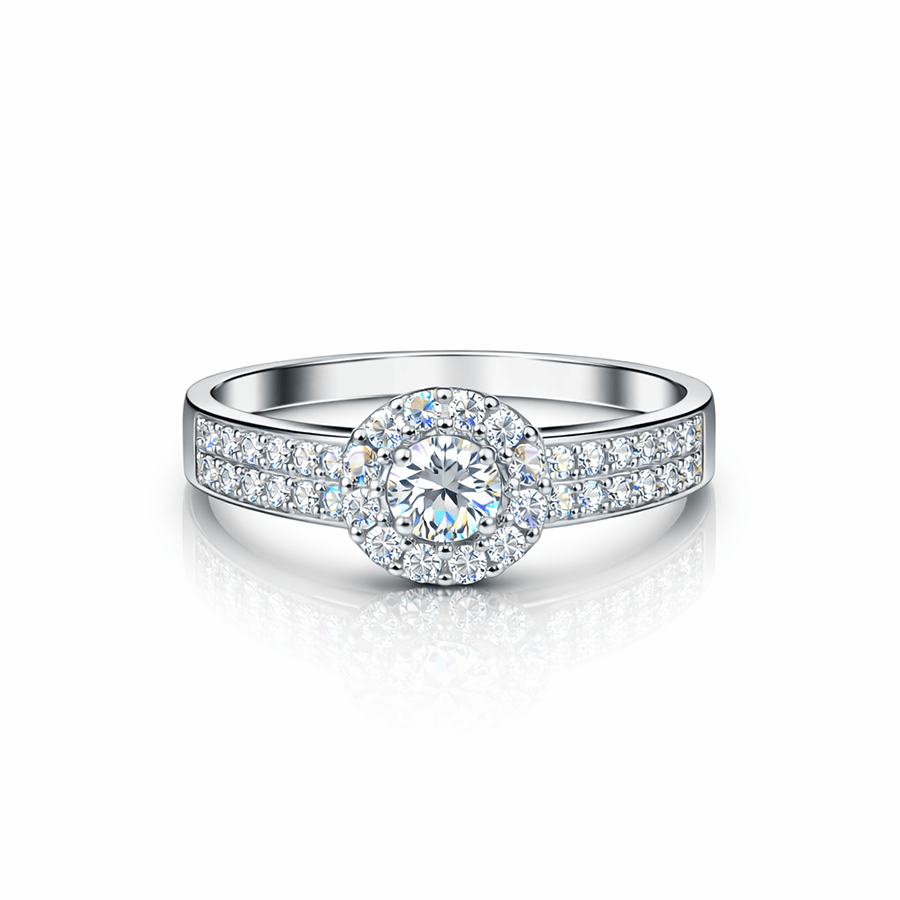 Bague solitaire halo zircons femme argent 925 TOO SHINY TO BE SINGLE – bijoux fait main en argent 925 | Pitch & Néo