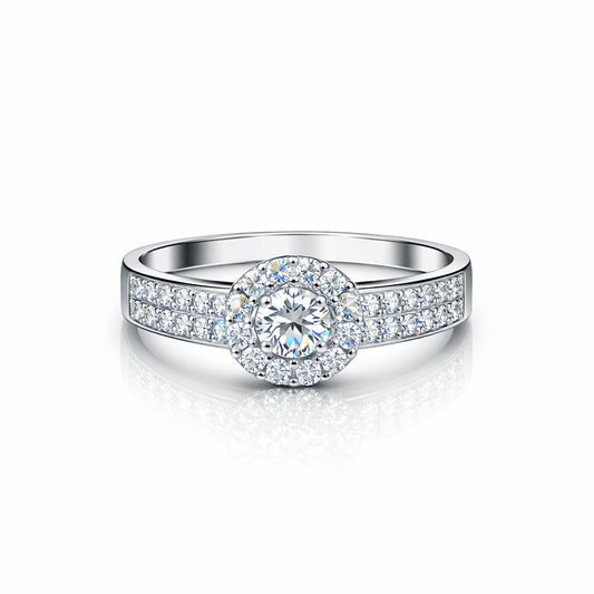 Bague solitaire halo zircons femme argent 925 TOO SHINY TO BE SINGLE – bijoux fait main en argent 925 | Pitch & Néo