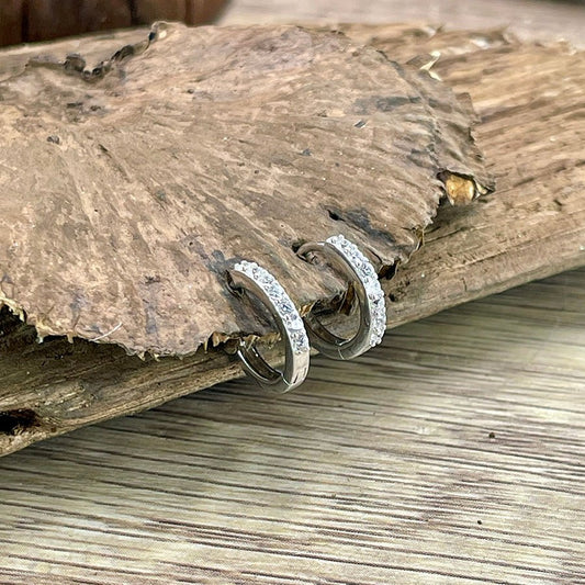 Boucles d’oreilles femme BABY SPARK – créoles rondes 11 mm, zircons façon diamant et argent 925 – bijoux fait main en argent 925 | Pitch & Néo