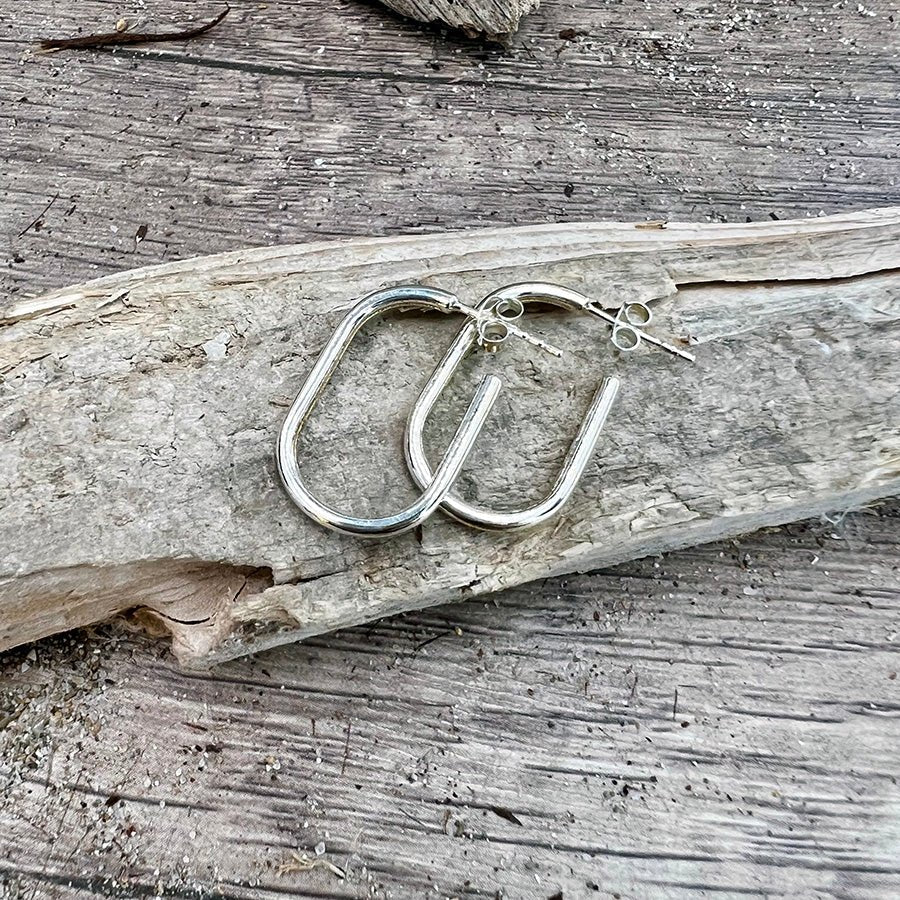 Boucles d’oreilles femme DON’T SHAPE ME, BABE – créoles ovales en argent 925 – bijoux fait main en argent 925 | Pitch & Néo