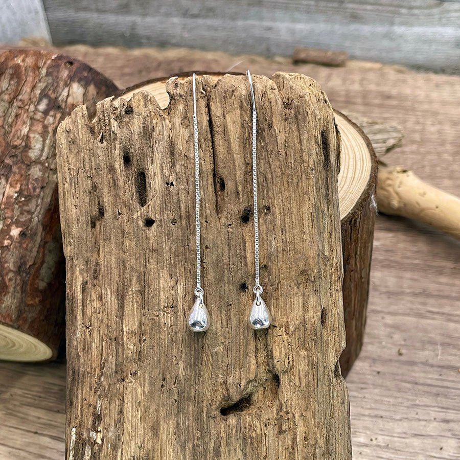 Boucles d’oreilles femme DROP IT, DARLING à chaînes à enfiler – pendentifs gouttes argent 925 – bijoux fait main en argent 925 | Pitch & Néo