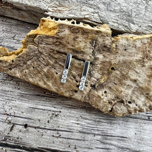 Boucles d’oreilles femme I MELT FOR SPARKLE – clous barrettes argent 925 serties zircons façon diamant effet fondu – bijoux fait main en argent 925 | Pitch & Néo