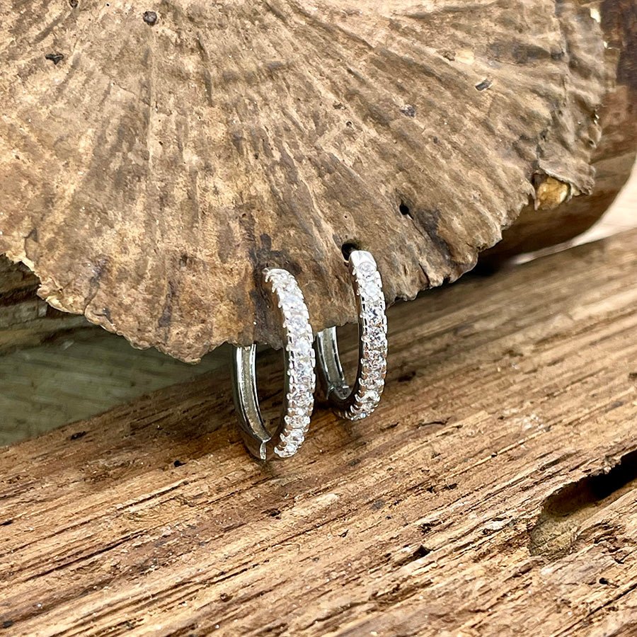 Boucles d’oreilles femme LIGHT ME DIRTY – créoles 17 mm, zircons façon diamant et argent 925925 – bijoux fait main en argent 925 | Pitch & Néo