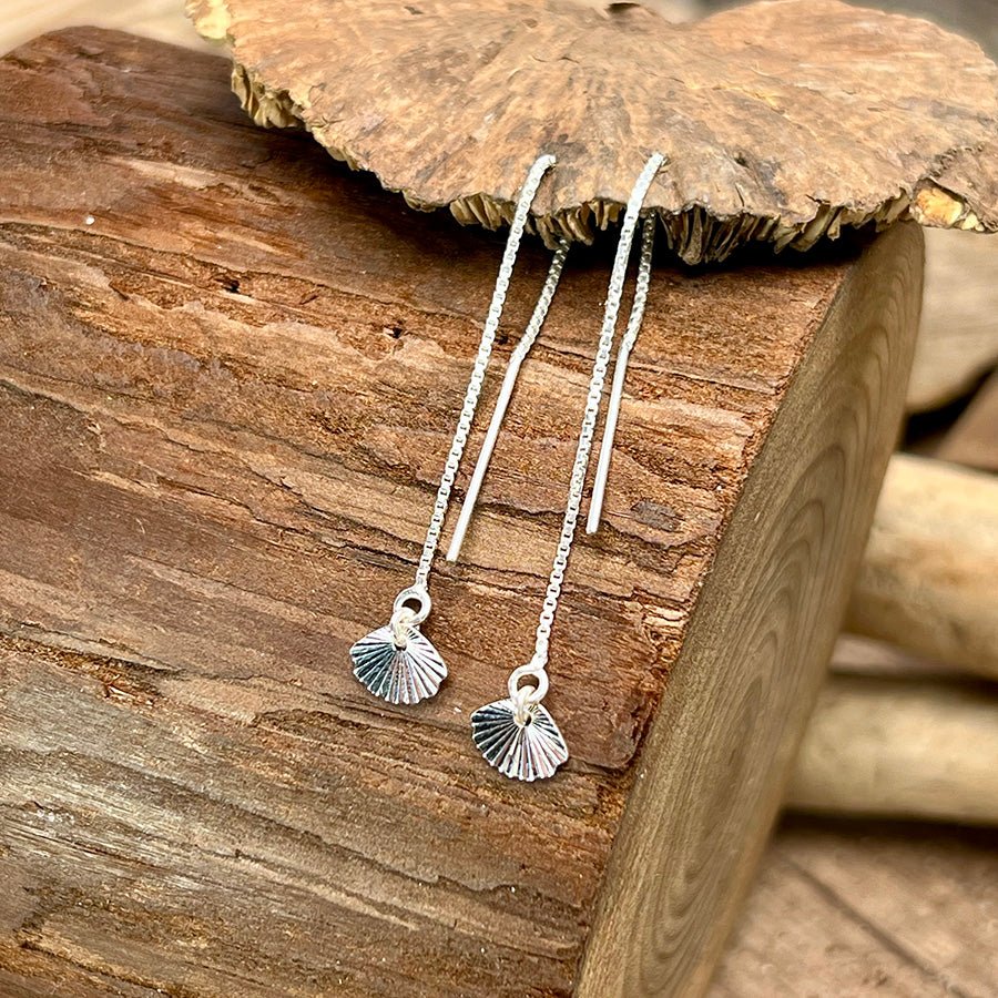 Boucles d’oreilles femme SALT & GLAM à chaînes à enfiler – pendentifs coquillages argent 925 – bijoux fait main en argent 925 | Pitch & Néo