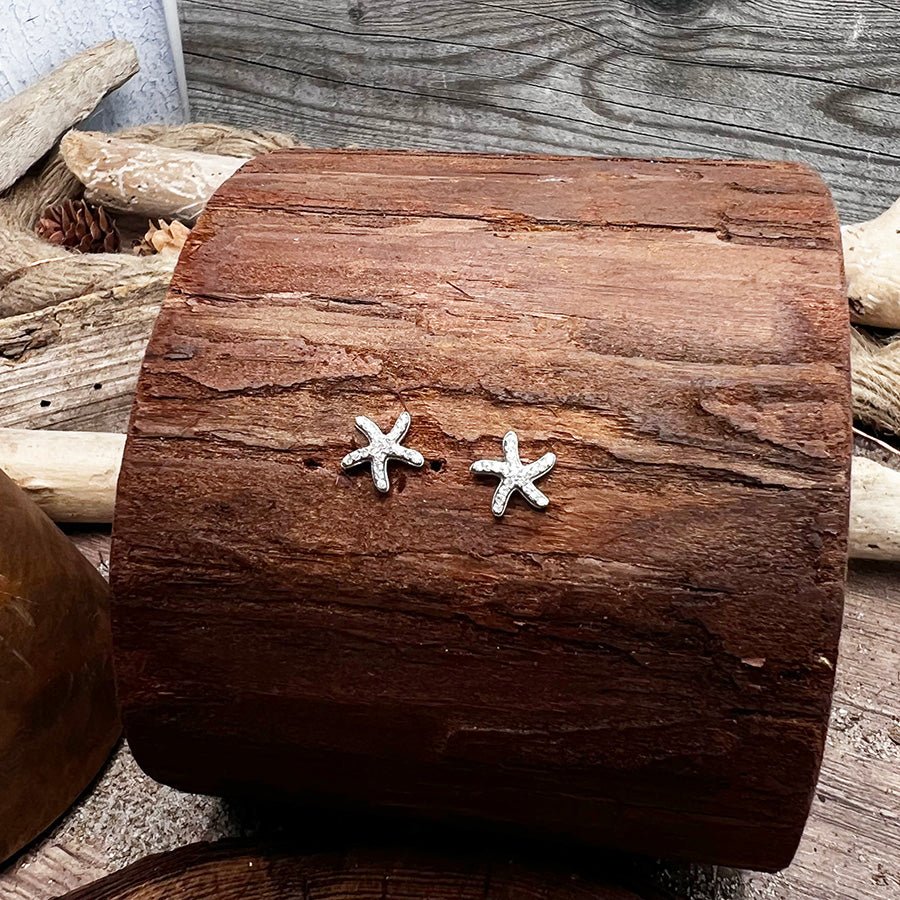Boucles d’oreilles femme SALTY & SPARKLY – clous étoile de mer zircons et argent 925 – bijoux fait main en argent 925 | Pitch & Néo