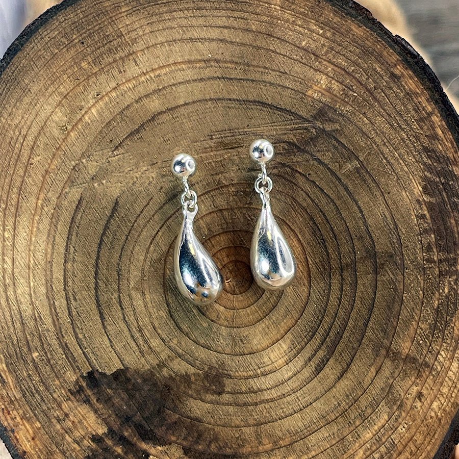 Boucles d’oreilles HEAVY FLOW en argent 925 – clous ronds et gouttes pendantes longues – bijoux fait main en argent 925 | Pitch & Néo