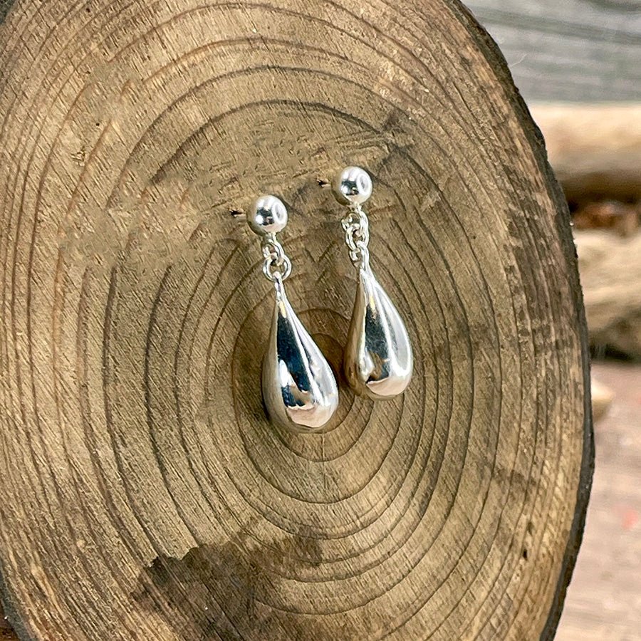 Boucles d’oreilles HEAVY FLOW en argent 925 – clous ronds et gouttes pendantes longues – bijoux fait main en argent 925 | Pitch & Néo