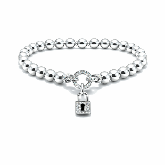 Bracelet boules argent 925 femme cadenas fermoir zircon BAD CRUSH – bijoux fait main en argent 925 | Pitch & Néo