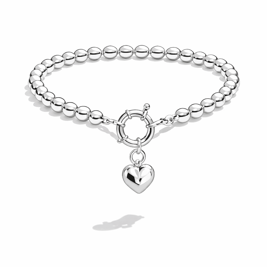 Bracelet boules argent 925 femme fermoir bouée pendentif cœur LOVE BITES BACK – bijoux fait main en argent 925 | Pitch & Néo
