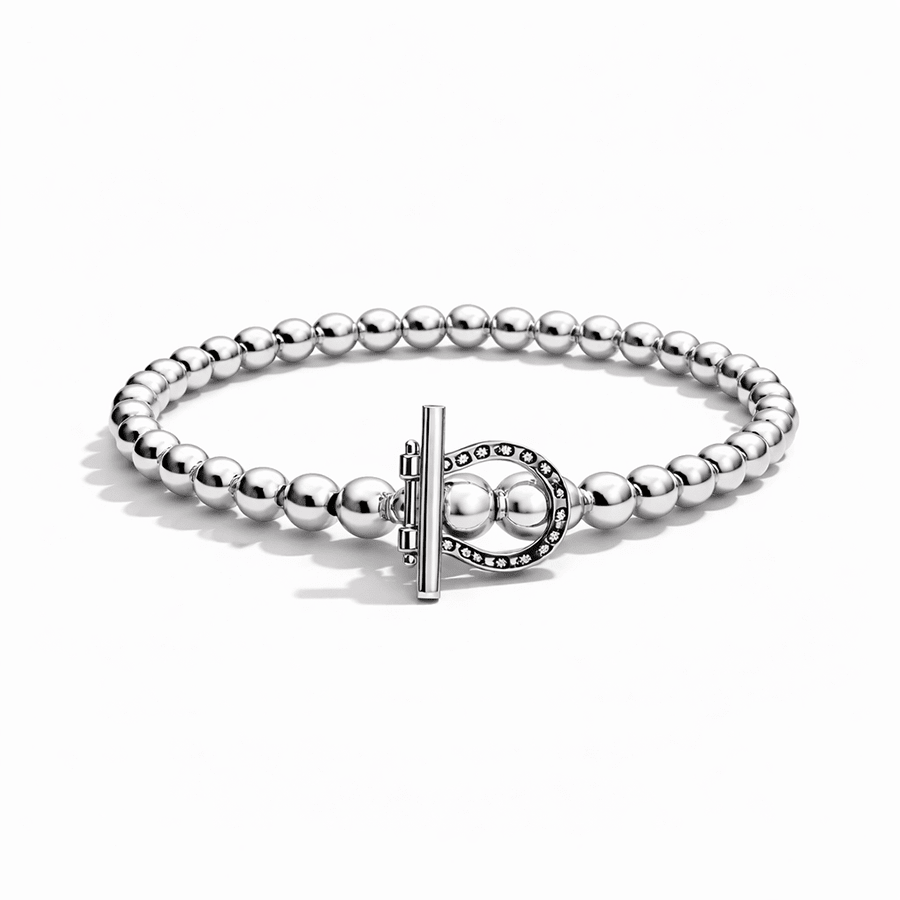 Bracelet boules argent 925 femme fermoir toggle fer à cheval D FOR DESIRE – bijoux fait main en argent 925 | Pitch & Néo