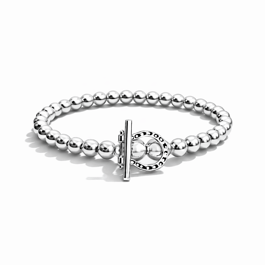 Bracelet boules argent 925 femme fermoir toggle fer à cheval LUCK YOU, DUDE – bijoux fait main en argent 925 | Pitch & Néo