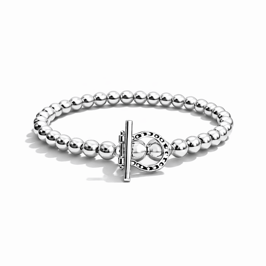 Bracelet boules argent 925 femme fermoir toggle fer à cheval LUCK YOU, DUDE – bijoux fait main en argent 925 | Pitch & Néo