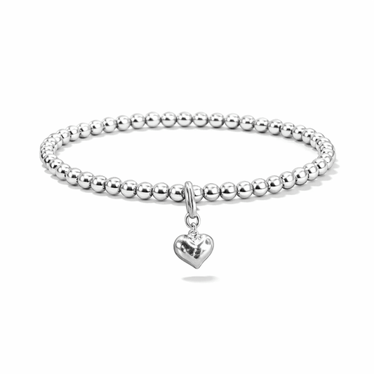 Bracelet boules argent 925 femme pendentif cœur bombé HEART TO HANDLE – bijoux fait main en argent 925 | Pitch & Néo