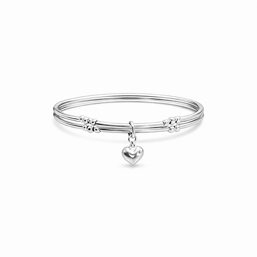 Bracelet double - rang tubes perles femme pendentif cœur bombé miroir argent 925 SMALL HEART, BIG EGO – bijoux fait main en argent 925 | Pitch & Néo