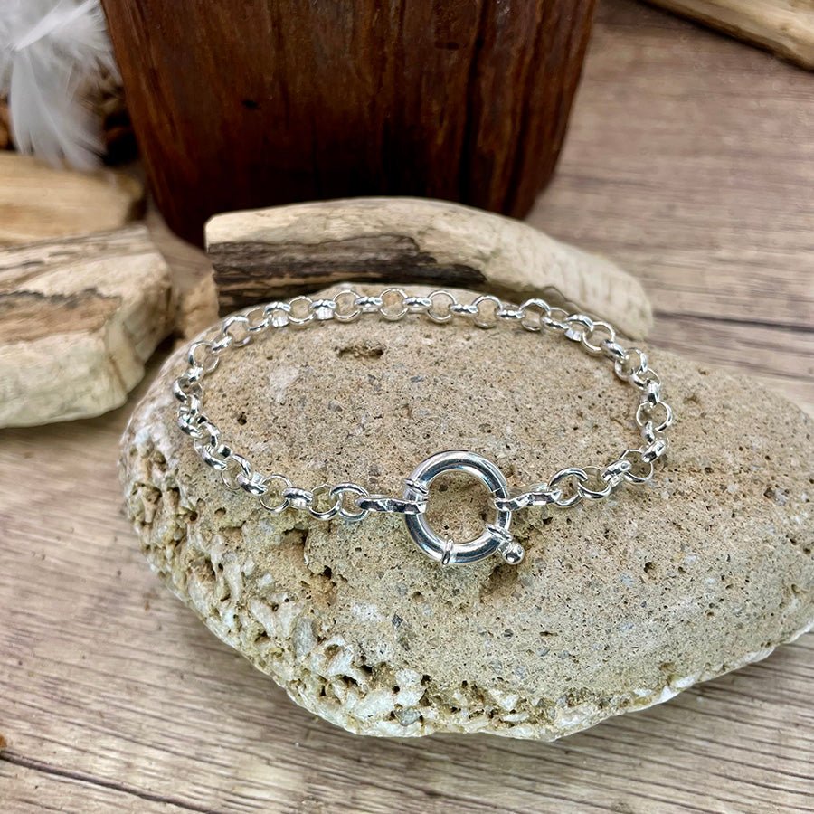 Bracelet femme BOUCLE - LA DARLING – chaîne jaseron épaisse & maxi fermoir bouée central et argent 925 – bijoux fait main en argent 925 | Pitch & Néo