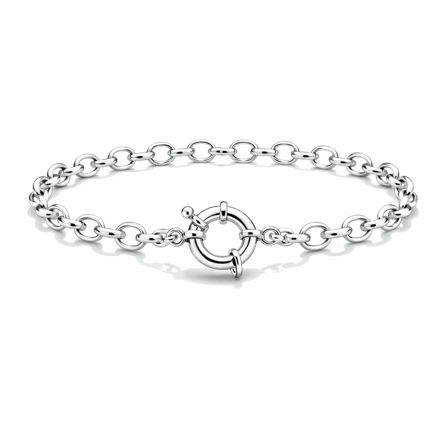 Bracelet femme BOUCLE - LA DARLING – maille jaseron épaisse & maxi fermoir bouée central et argent 925 – bijoux fait main en argent 925 | Pitch & Néo