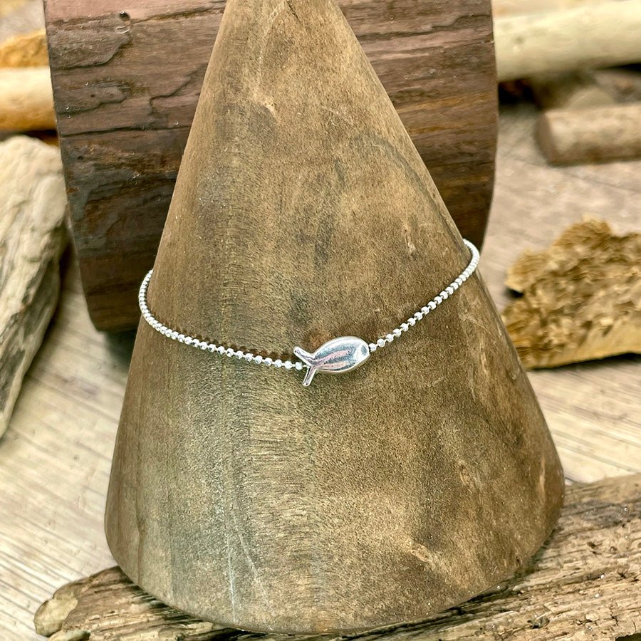 Bracelet femme DIVE INTO MY VIBE – chaîne boules facettées scintillantes, pendentif poisson miroir et argent 925 – bijoux fait main en argent 925 | Pitch & Néo