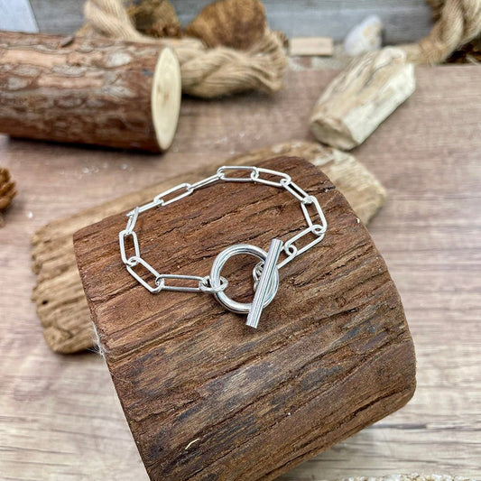 Bracelet femme LINK ME, LOVER – chaîne à maillons rectangulaires oversize & fermoir toggle lisse et argent 925 – bijoux fait main en argent 925 | Pitch & Néo