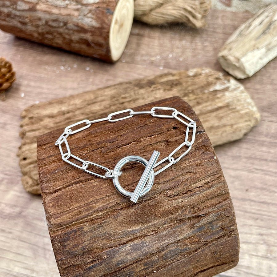 Bracelet femme LINK ME, LOVER – maillons rectangulaires oversize & fermoir toggle lisse et argent 925 – bijoux fait main en argent 925 | Pitch & Néo
