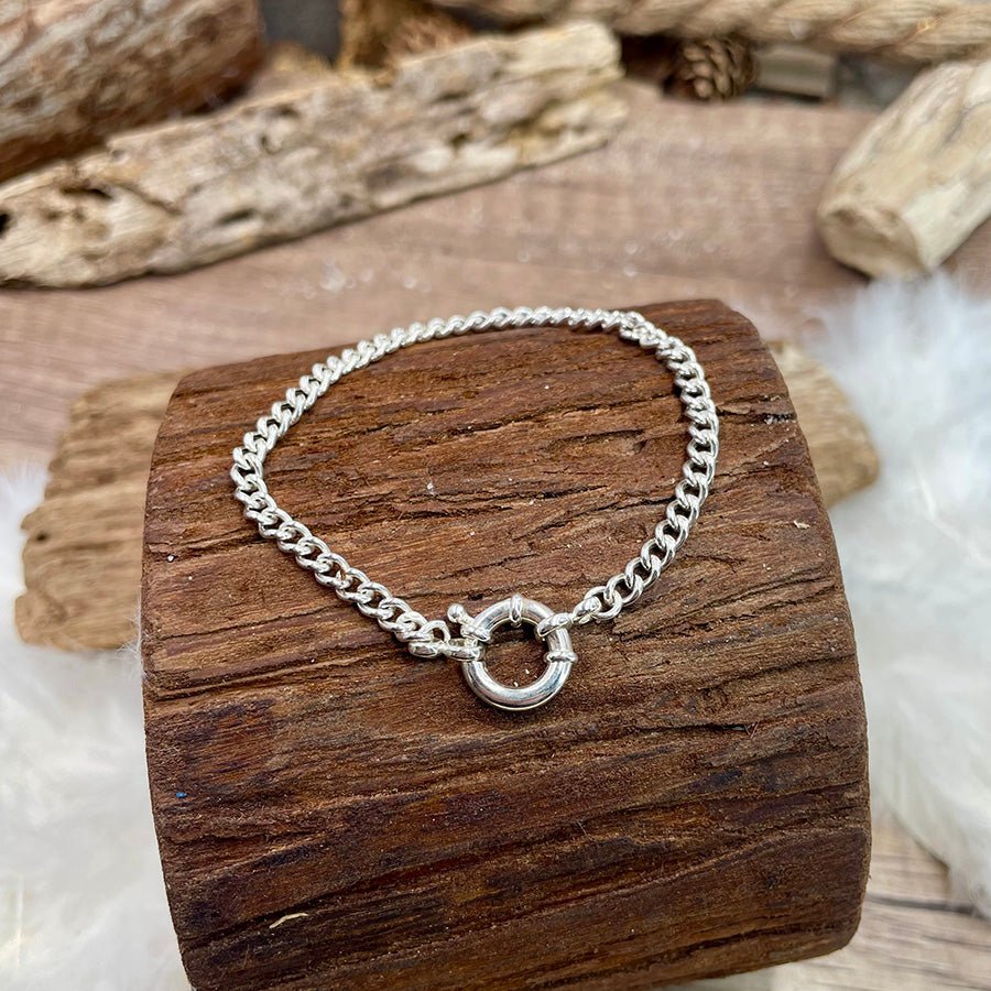 Bracelet femme LOCK IT QUEEN – chaîne gourmette pleine & fermoir bouée et argent 925 – bijoux fait main en argent 925 | Pitch & Néo