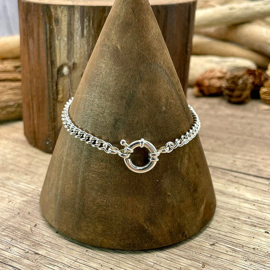 Bracelet femme LOCK IT QUEEN – chaîne gourmette pleine & fermoir bouée et argent 925 – bijoux fait main en argent 925 | Pitch & Néo