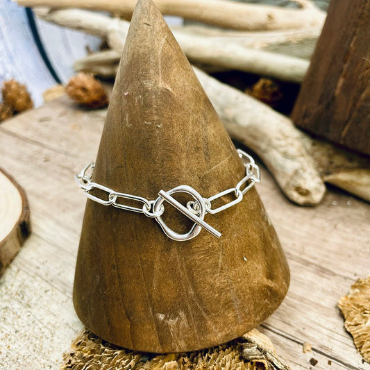 Bracelet femme MELT INTO ME, HOT STUFF – chaîne rectangulaire & fermoir toggle sculpté et argent 925 – bijoux fait main en argent 925 | Pitch & Néo