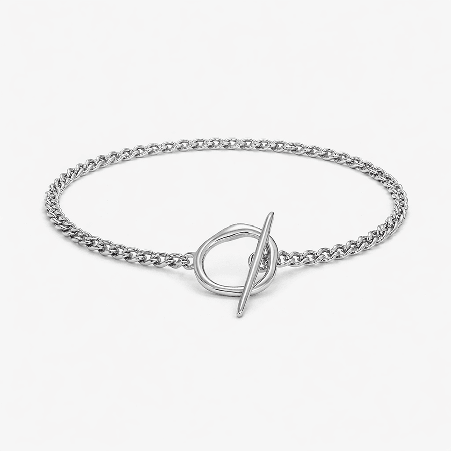 Bracelet femme MELT ME SOFTLY – maille gourmette & fermoir toggle effet fondu et argent 925 – bijoux fait main en argent 925 | Pitch & Néo
