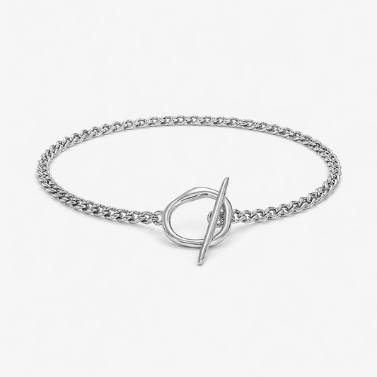 Bracelet femme MELT ME SOFTLY – maille gourmette & fermoir toggle effet fondu et argent 925 – bijoux fait main en argent 925 | Pitch & Néo
