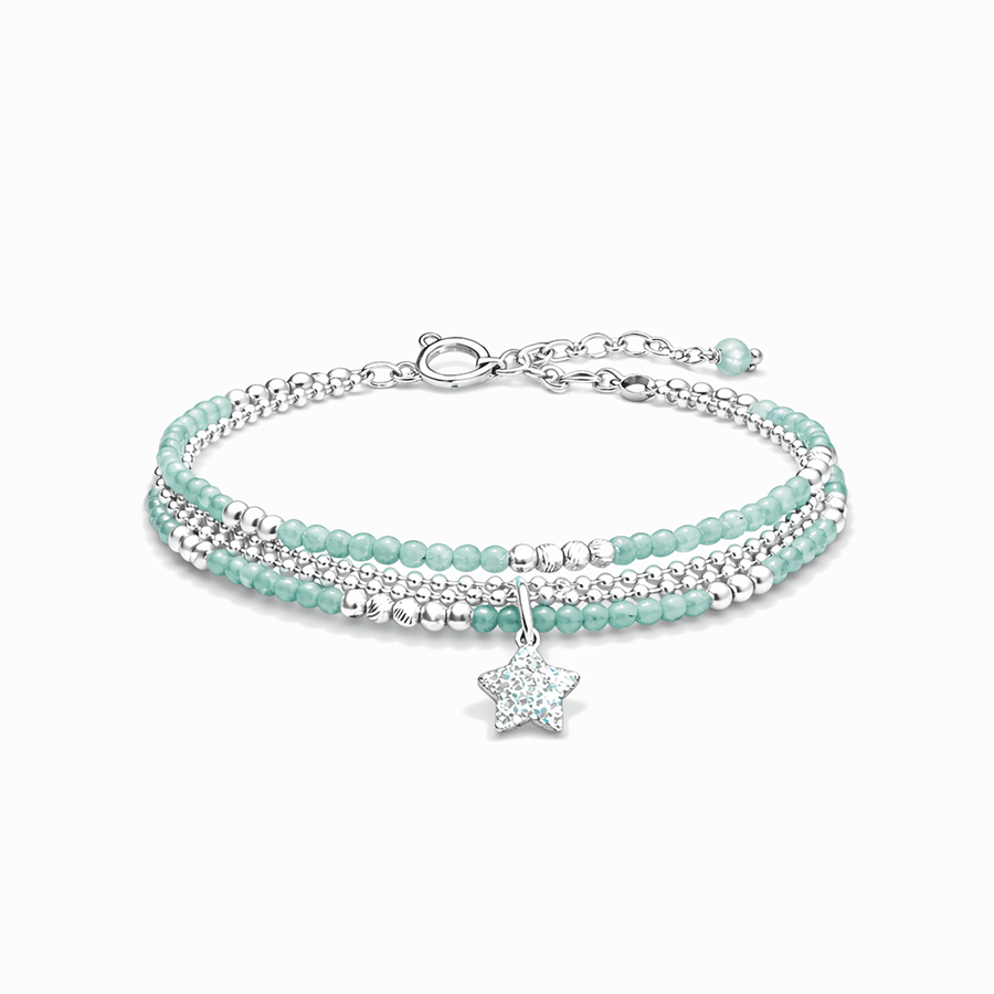 Bracelet femme multi - rang I’M NOT LUCKY, I SHINE – perles d’aventurine verte, pendentif étoile pavée et argent 925 – bijoux fait main en argent 925 | Pitch & Néo
