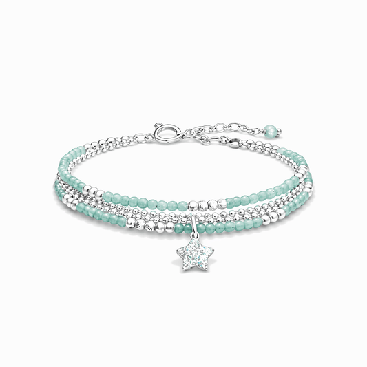 Bracelet femme multi - rang I’M NOT LUCKY, I SHINE – perles d’aventurine verte, pendentif étoile pavée et argent 925 – bijoux fait main en argent 925 | Pitch & Néo