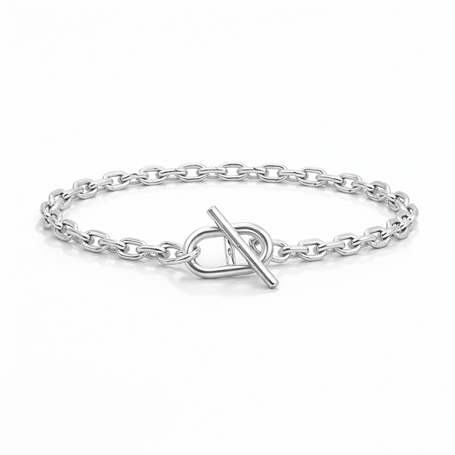 Bracelet femme NO SAIL, JUST SWAG – maille marine torsadée & fermoir toggle boucle marine et argent 925 – bijoux fait main en argent 925 | Pitch & Néo