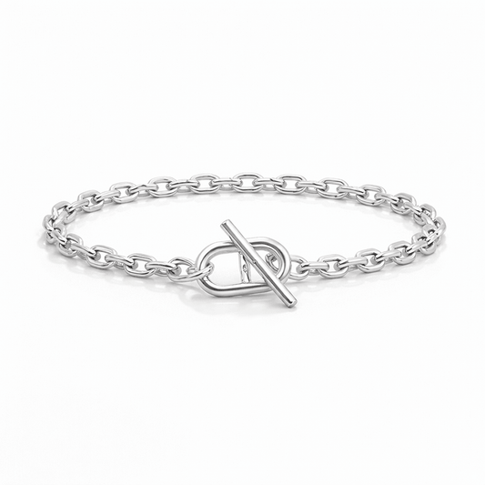 Bracelet femme NO SAIL, JUST SWAG – maille marine torsadée & fermoir toggle boucle marine et argent 925 – bijoux fait main en argent 925 | Pitch & Néo