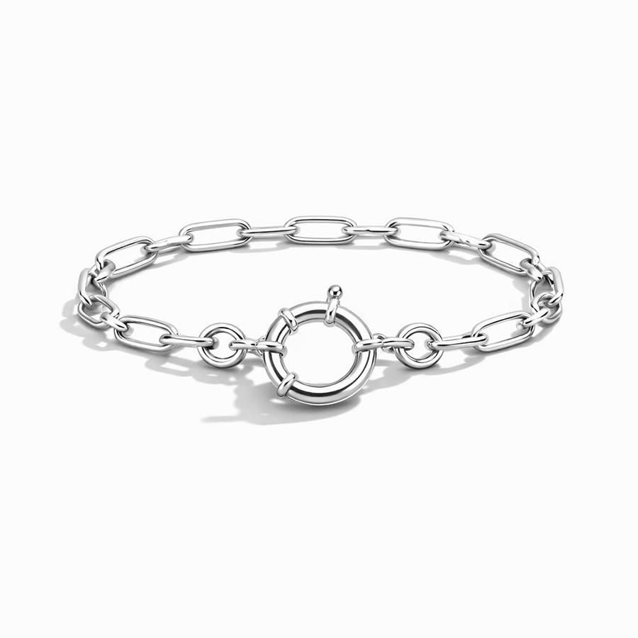 Bracelet femme SHUT ME DOWN – maillons rectangulaires oversize & maxi fermoir bouée et argent 925 – bijoux fait main en argent 925 | Pitch & Néo
