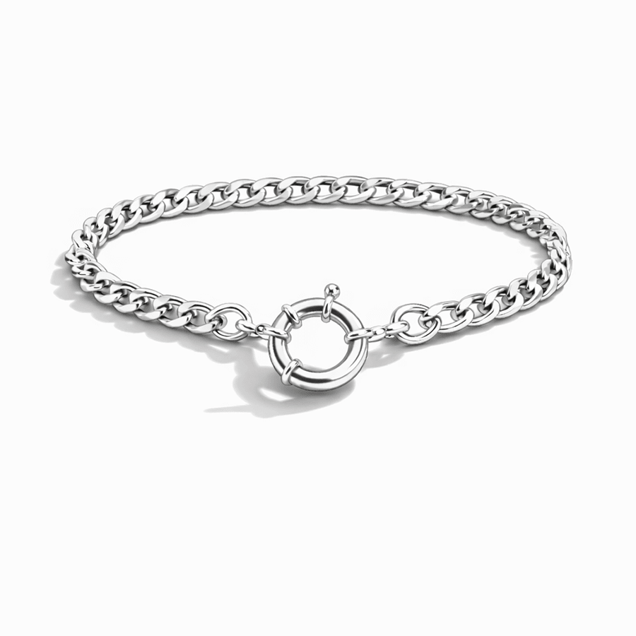Bracelet femme SHUT UP & LOOP ME – maille gourmette moyenne et fermoir bouée oversize en argent 925 – bijoux fait main en argent 925 | Pitch & Néo