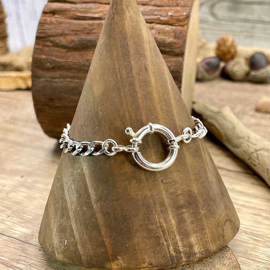 Bracelet femme SHUT UP & LOOP ME – maille gourmette moyenne et fermoir bouée oversize en argent 925 – bijoux fait main en argent 925 | Pitch & Néo
