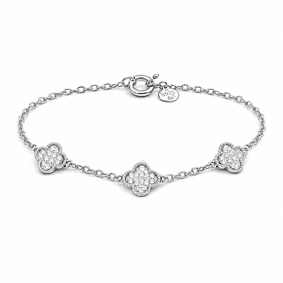 Bracelet femme trèfles zircon argent 925 LUCK IS LOOKING GOOD – bijoux fait main en argent 925 | Pitch & Néo