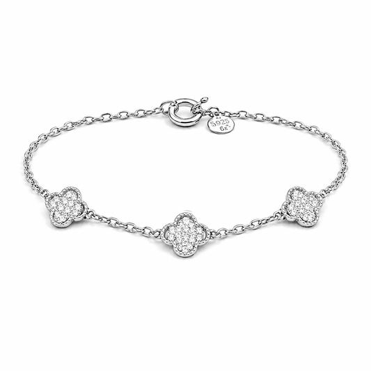 Bracelet femme trèfles zircon argent 925 LUCK IS LOOKING GOOD – bijoux fait main en argent 925 | Pitch & Néo