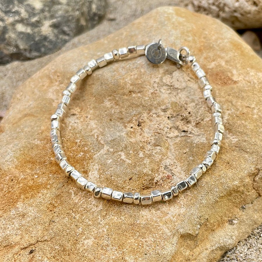 Bracelet homme EDGE LORD – argent 925 perles carrées – bijoux fait main en argent 925 | Pitch & Néo