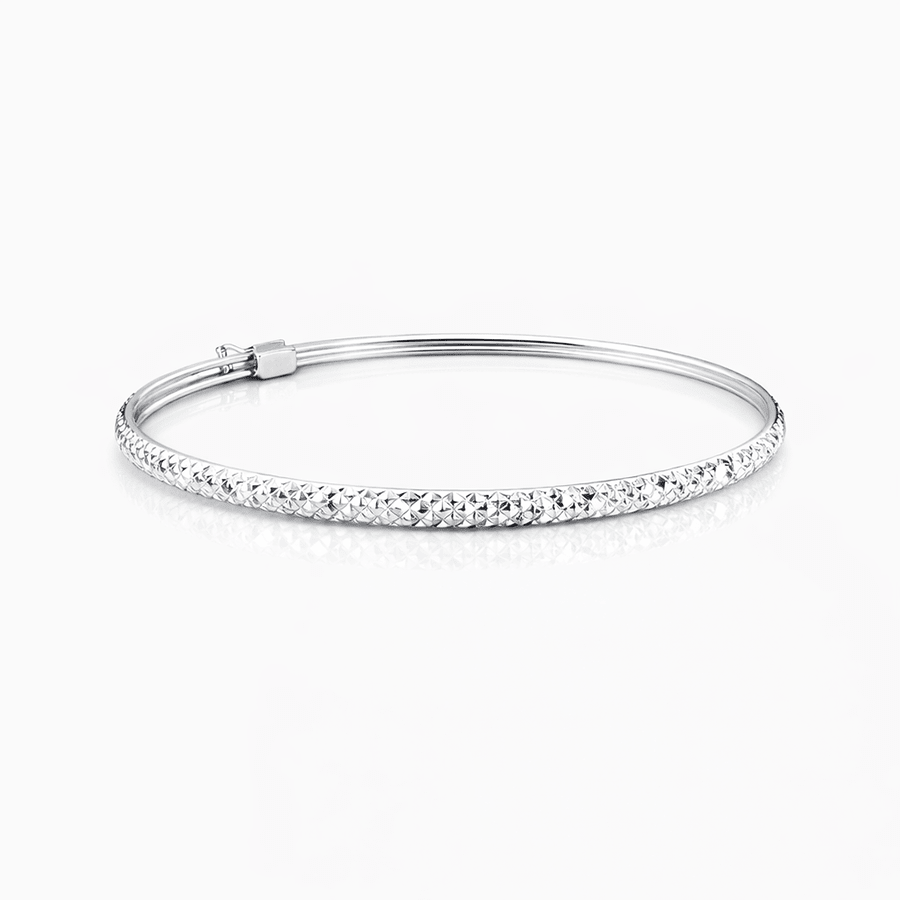 Bracelet jonc femme argent 925 SHINE BRIGHT, DARLING – texture diamantée avec fermoir sécurité – bijoux fait main en argent 925 | Pitch & Néo