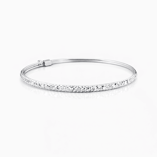 Bracelet jonc femme argent 925 SHINE BRIGHT, DARLING – texture diamantée avec fermoir sécurité – bijoux fait main en argent 925 | Pitch & Néo