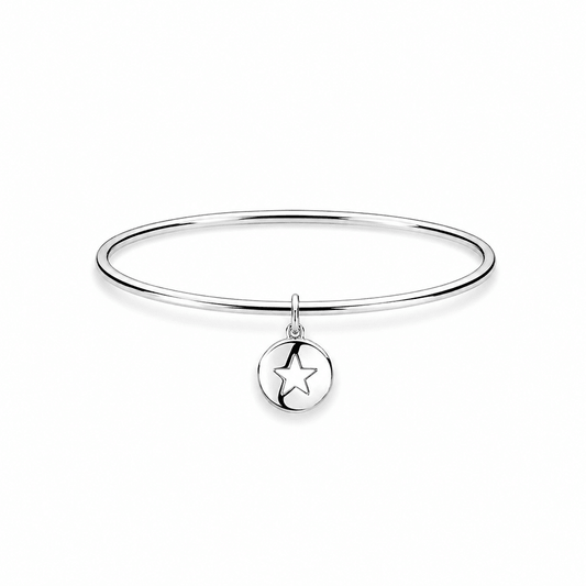 Bracelet jonc femme médaille étoile ajourée argent 925 STARS IN MY EYES – bijoux fait main en argent 925 | Pitch & Néo