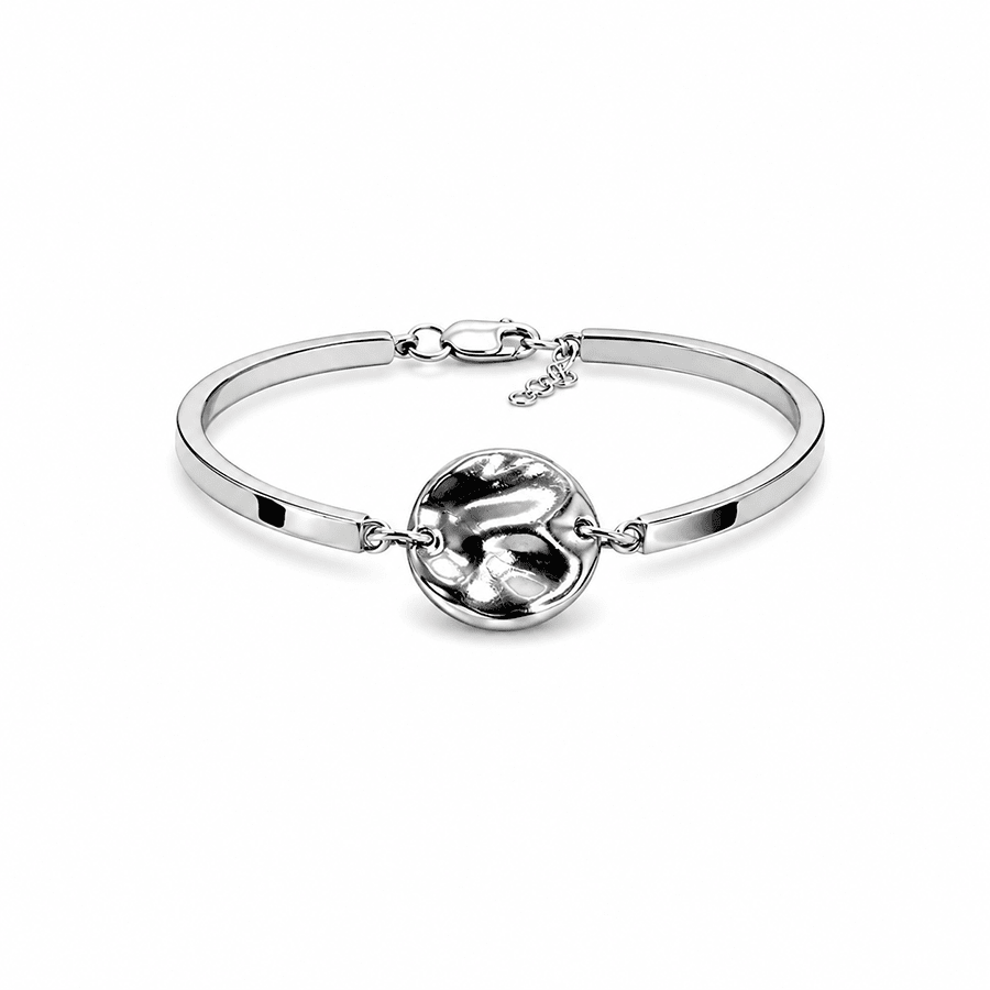 Bracelet jonc femme médaille martelée argent 925 WAVE CRUSH – bijoux fait main en argent 925 | Pitch & Néo