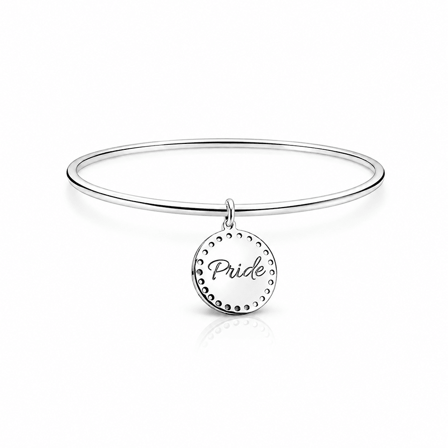 Bracelet jonc femme médaille personnalisable argent 925 PRIDE – bijoux fait main en argent 925 | Pitch & Néo