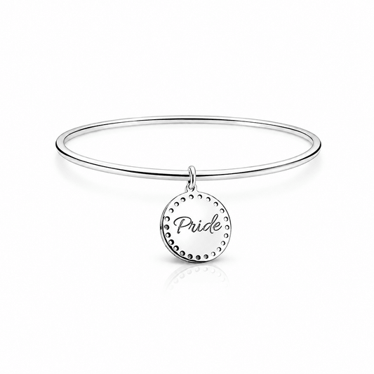 Bracelet jonc femme médaille personnalisable argent 925 PRIDE – bijoux fait main en argent 925 | Pitch & Néo