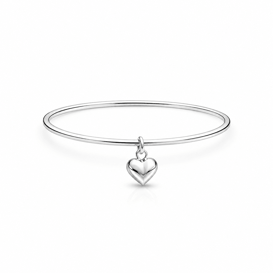 Bracelet jonc femme pendentif cœur bombé argent 925 BEAUTIFUL MESS – bijoux fait main en argent 925 | Pitch & Néo