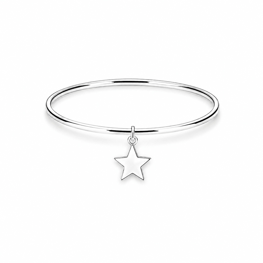 Bracelet jonc femme pendentif étoile miroir argent 925 ANTARÈS – bijoux fait main en argent 925 | Pitch & Néo