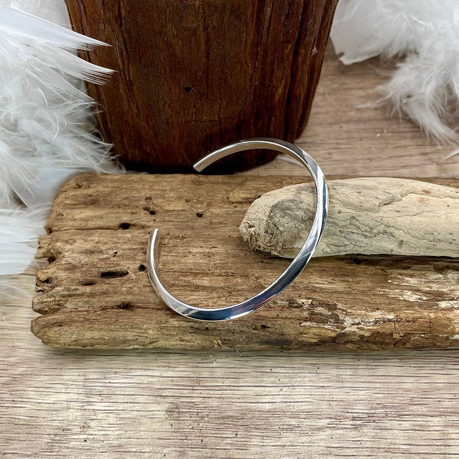 Bracelet jonc ouvert biseauté femme argent 925 EDGE OF LIGHT – bijoux fait main en argent 925 | Pitch & Néo