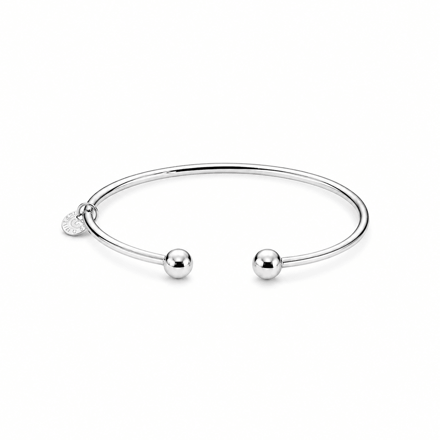 Bracelet jonc ouvert embouts boules femme argent 925 DOUBLE TROUBLE – bijoux fait main en argent 925 | Pitch & Néo