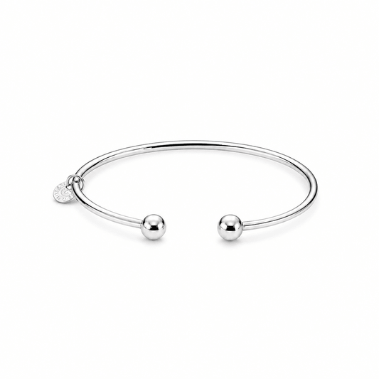Bracelet jonc ouvert embouts boules femme argent 925 DOUBLE TROUBLE – bijoux fait main en argent 925 | Pitch & Néo